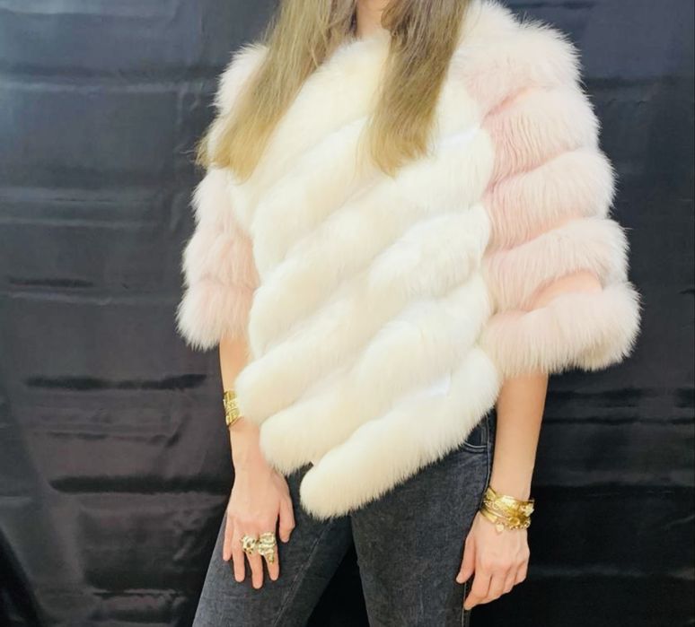 Haina/Capa/Poncho  blana naturala vulpe