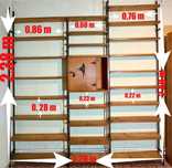 Raft biblioteca fier masiv forjat + lemn 2.2 m latime + 2.4 m inaltime