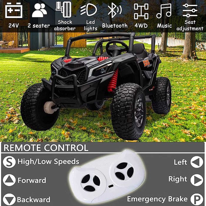 Акумулаторен Двуместен ДЖИП AOKOY 4x4 UTV 24v батерия С ДИСТАНЦИОННО