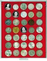 Lindner MB кутия в червен цвят PVC за 35 монети в капсули