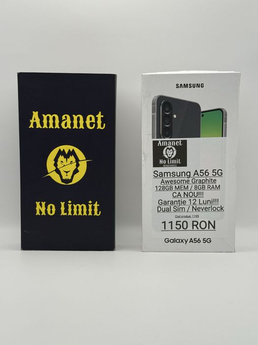 Samsung A56 5G 128GB / 8GB Garantie 12 Luni , AMANET NO LIMIT.