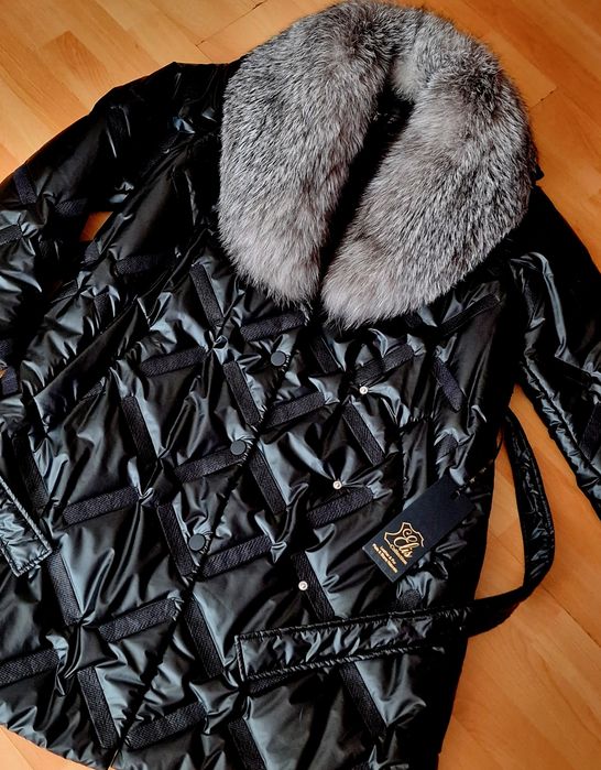 Haina matlasata  sezonul rece,guler detasabil vulpe naturală