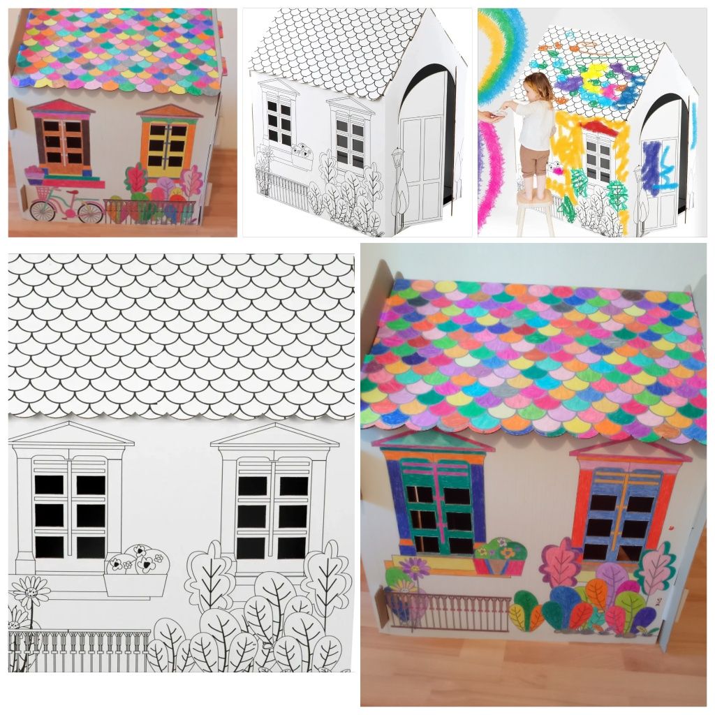 Картонени къщички за рисуване и игра