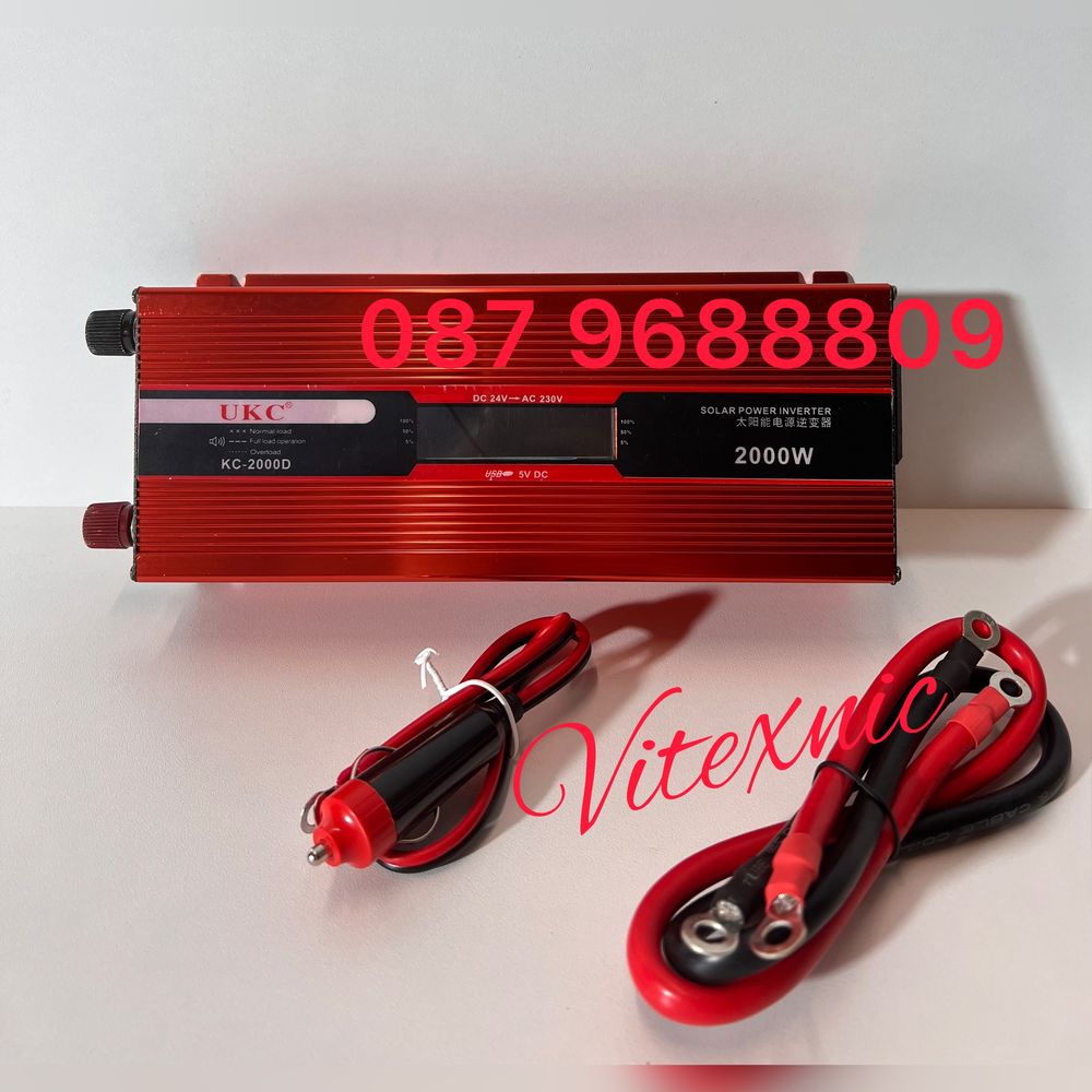 Инвертор  с дисплей UKC 2000W 12V/24V 220V, инвертер 2000В