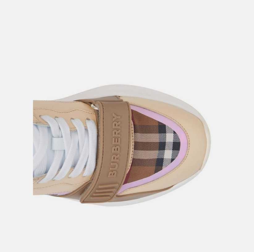 Adidasi BURBERRY Check Cotton and Leather