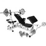Banca multifunctionala cu set gantere cromate de 108kg
