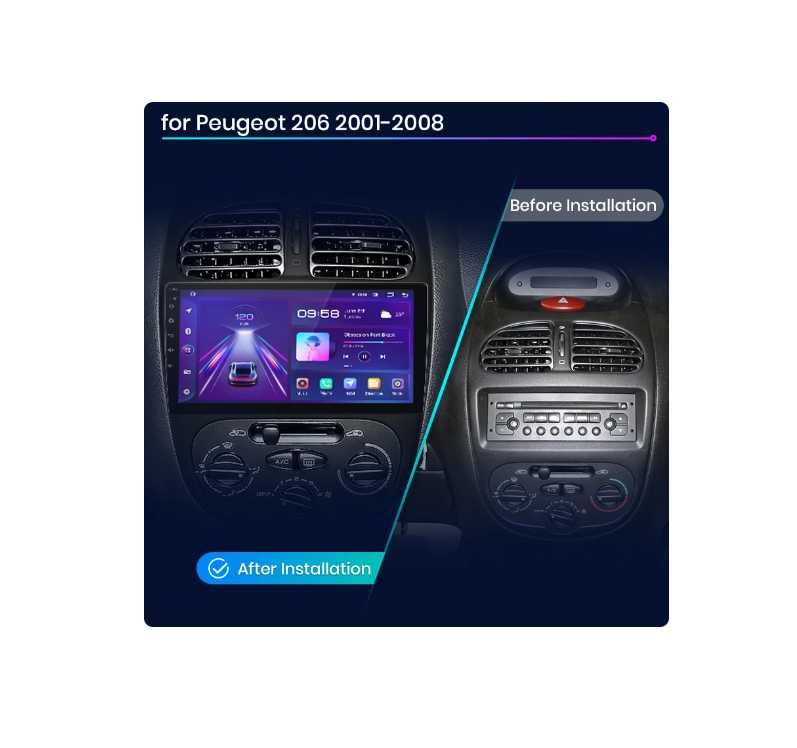 CarPlay мултимедия за Пежо 206 Peugeot 206 2001 - 2008 НОВА
