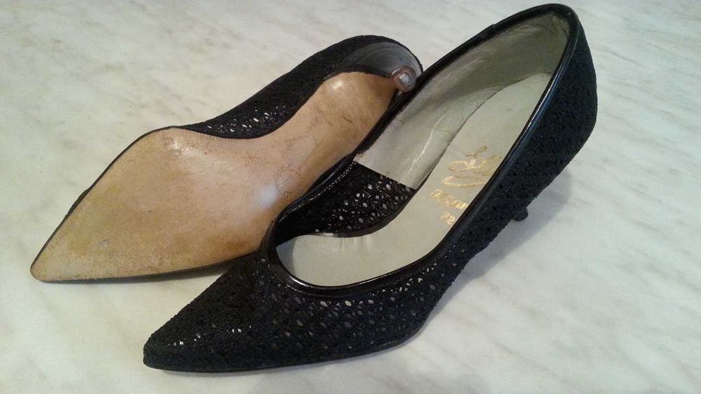 Pantofi de dama, din plasa/dantela, negri, deosebiti