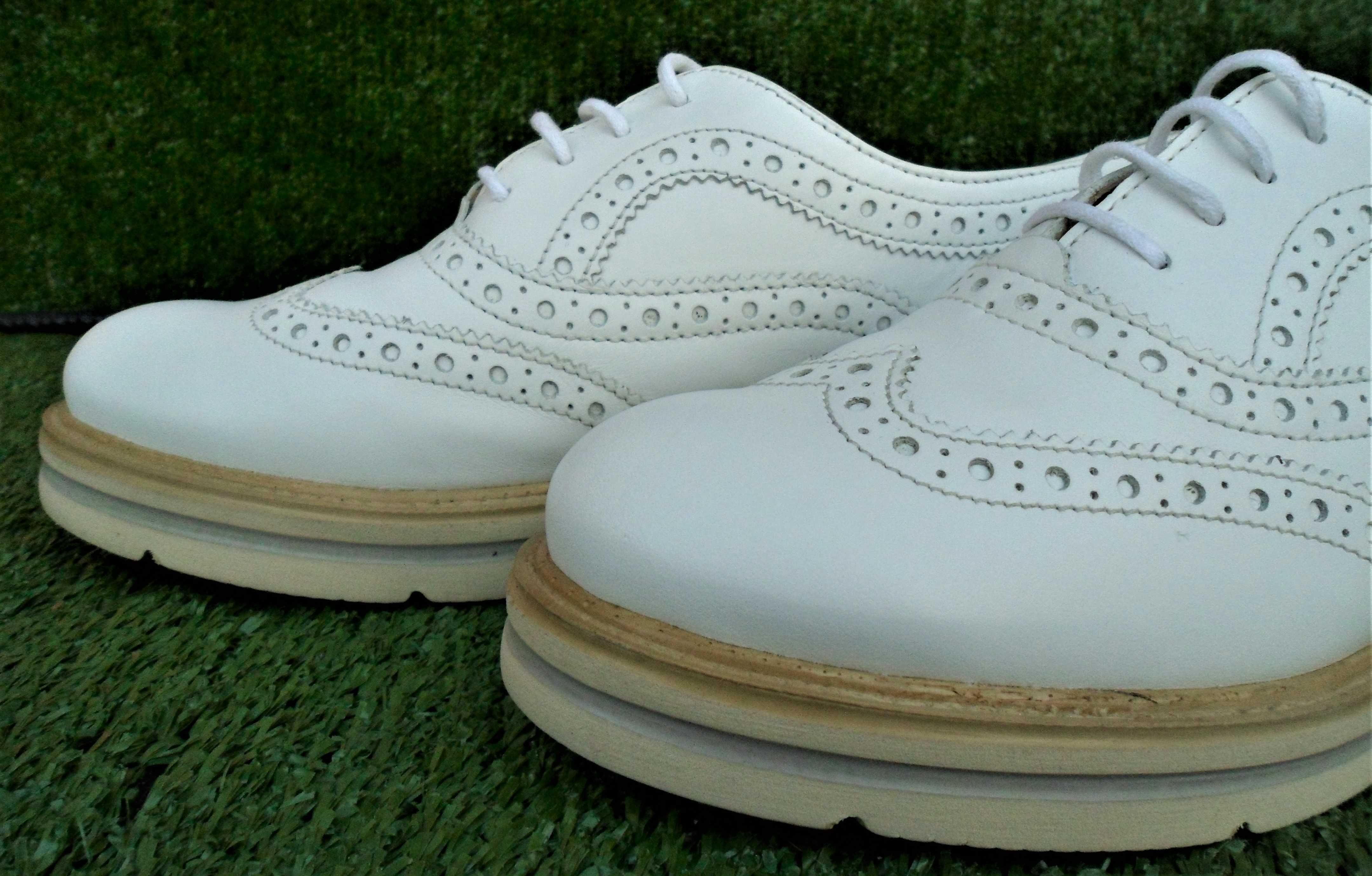 Pantofi dama Coty Noir oxford, din piele naturala, alb 37