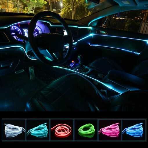 Kit neon cu lumina ambientala RGB auto 6m cu aplicatie Bluetooth