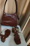 Кожени сандали Primarс с кроко ефект, чанта Gucci