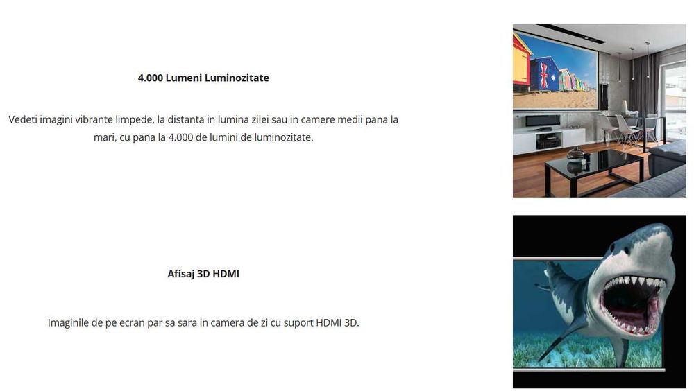 Videoproiector Acer H6541BDi,Full HD,3D, DLP, 4000 Lmn, Alb - ca NOU