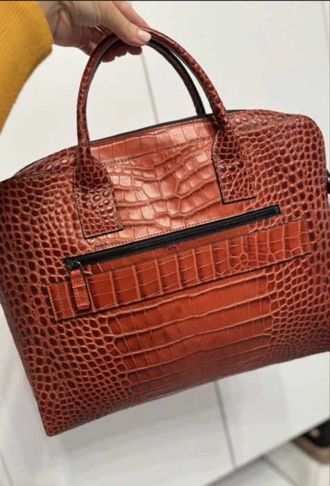 Geantă din piele naturală Musette – model croco, nouă