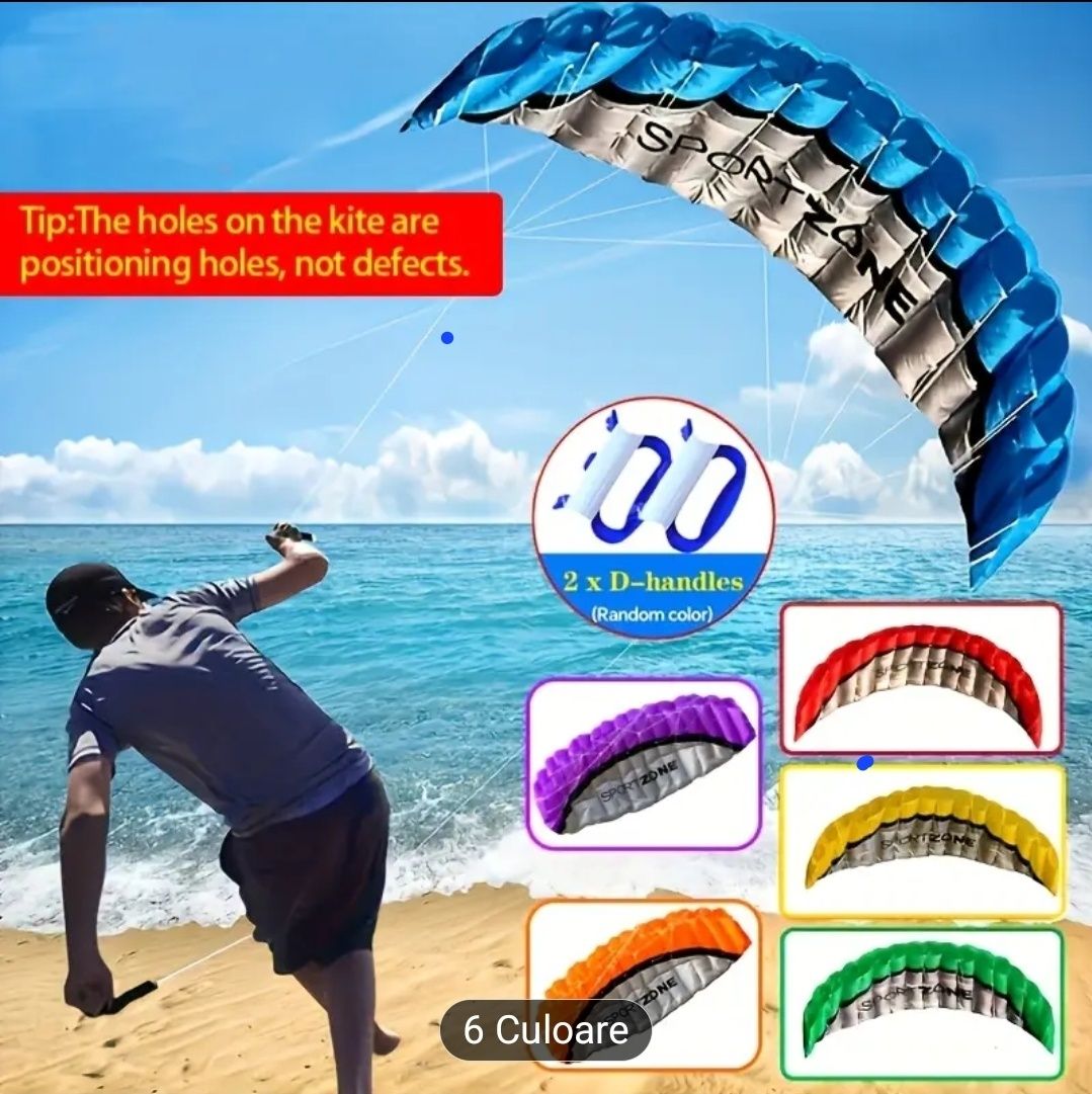 Zmeu, aripa  2,5 m – roșu, ca nou, ideal kite-surfing / antrenament