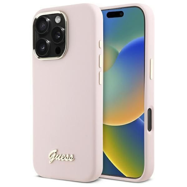 Guess silicone script metal logo & frame – iphone 16 pro max – светлор
