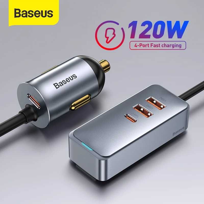 Baseus 120W Car Charger Quick Charger QC 3.0 PD 3.0 For iPhone/iPad