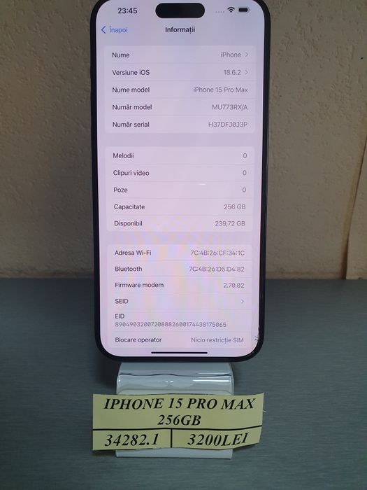 Iphone 15 pro max 256gb (cdc)