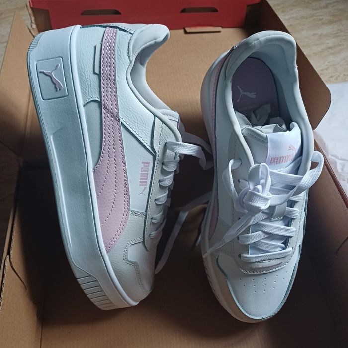 Adidasi puma fete albi cu roz nr 38