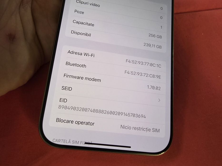 -Iphone 16Pro Max, ca Nou, 256Gb, 8Ram, bat: 100%-170 cicluri incarcar