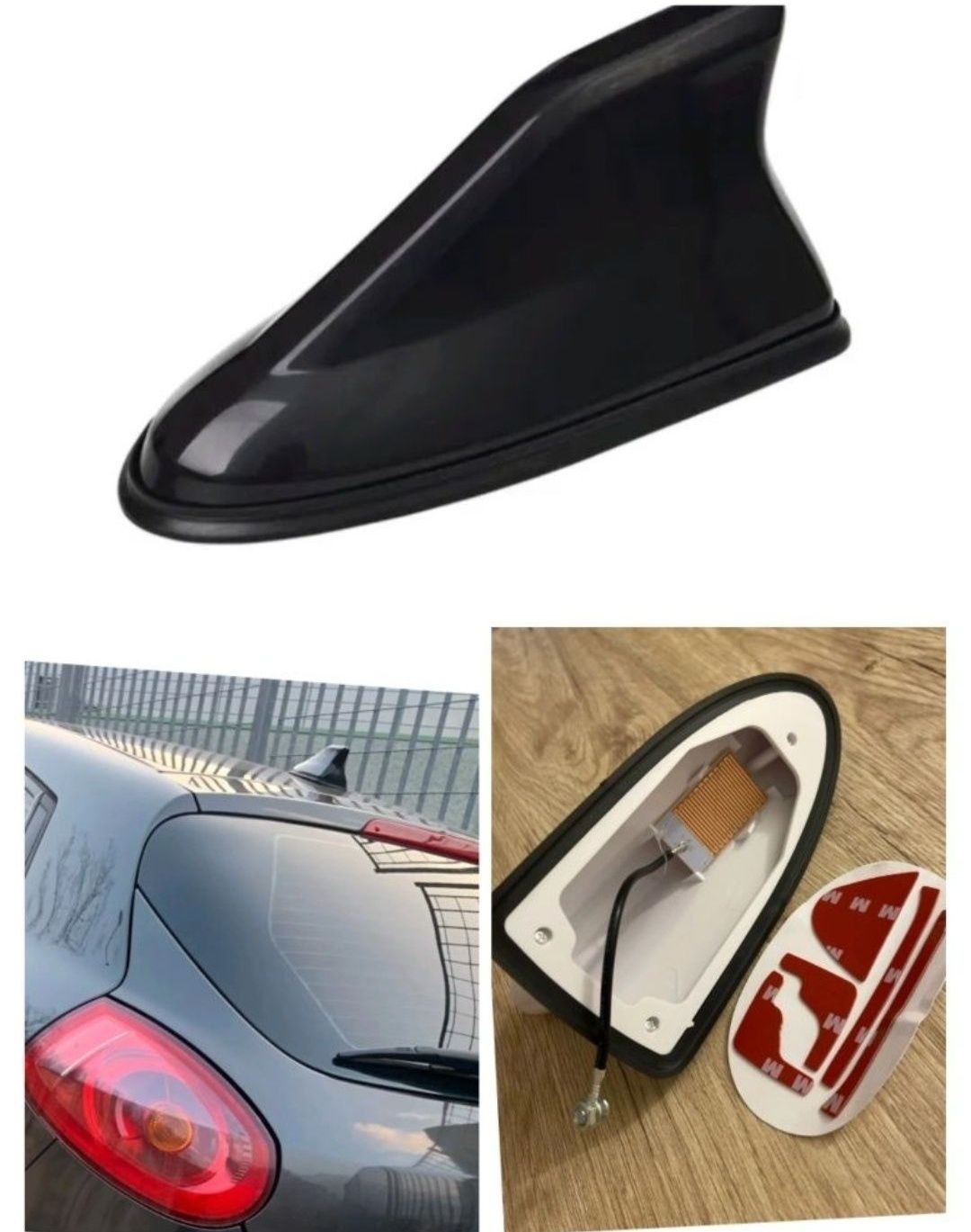Antena auto negru lucios universala , antena FM tip rechin