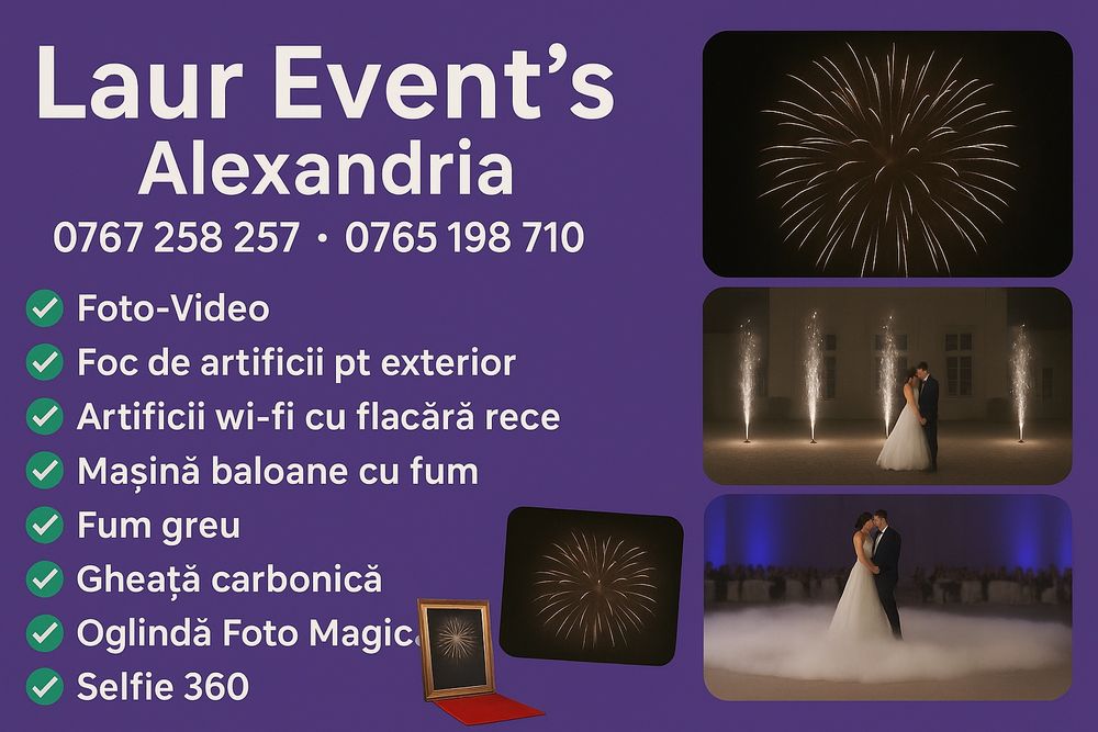 Foto-Video/Fum Greu/Artificii/Oglinda Magica/Selfie  360°/Cabina Foto