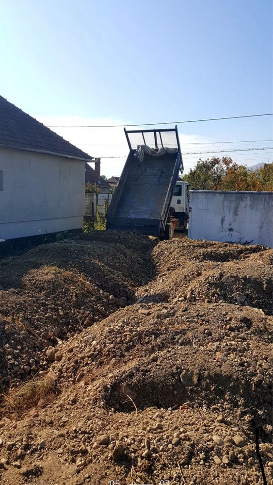 Transport Nisip Piatra Pamant vegetal Moloz Materiale constructii