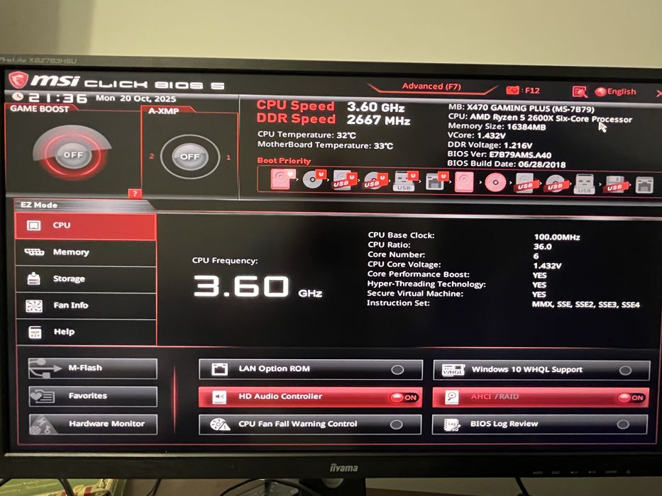 Desktop Gaming MSI X470 Gaming Plus Ryzen 5 2600X Six Core Processor