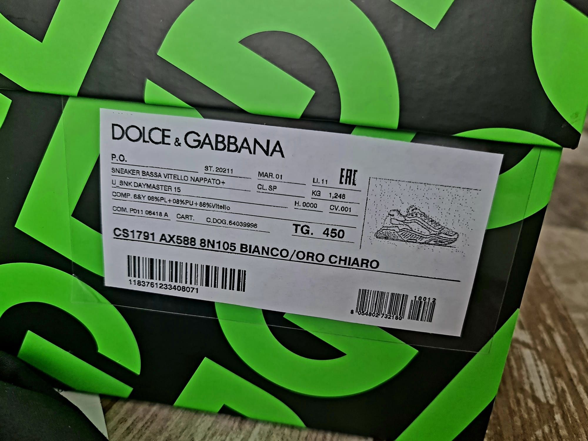 Sneakersi NOI,Piele Albi Originali Dolce & Gabbana,acte!Mar 45
