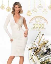 Rochie Bby alb, midi, catifea