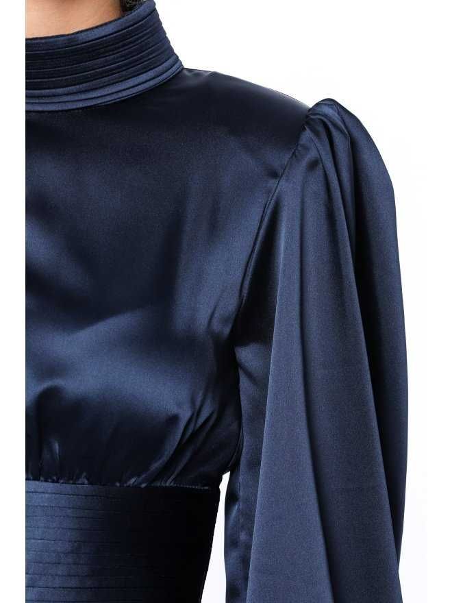 marmuri rochie midi a-line plise perfect silhouette, navy blue