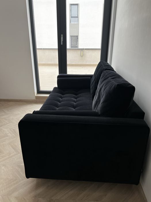 Canapea 2 locuri Milo Casa, Santo Black, negru, 174x90x90 cm