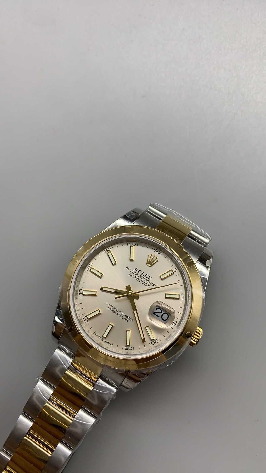 Rolex datejust oyster сребро злато 41mm