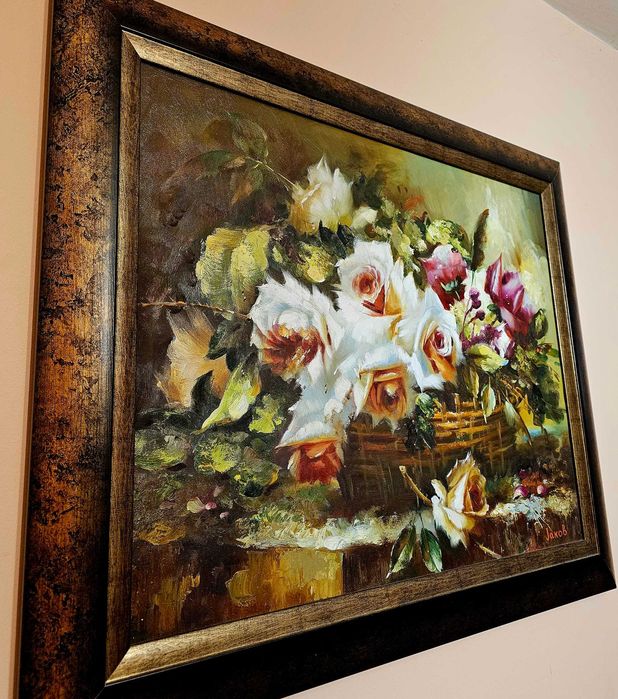 Картина кошница с рози