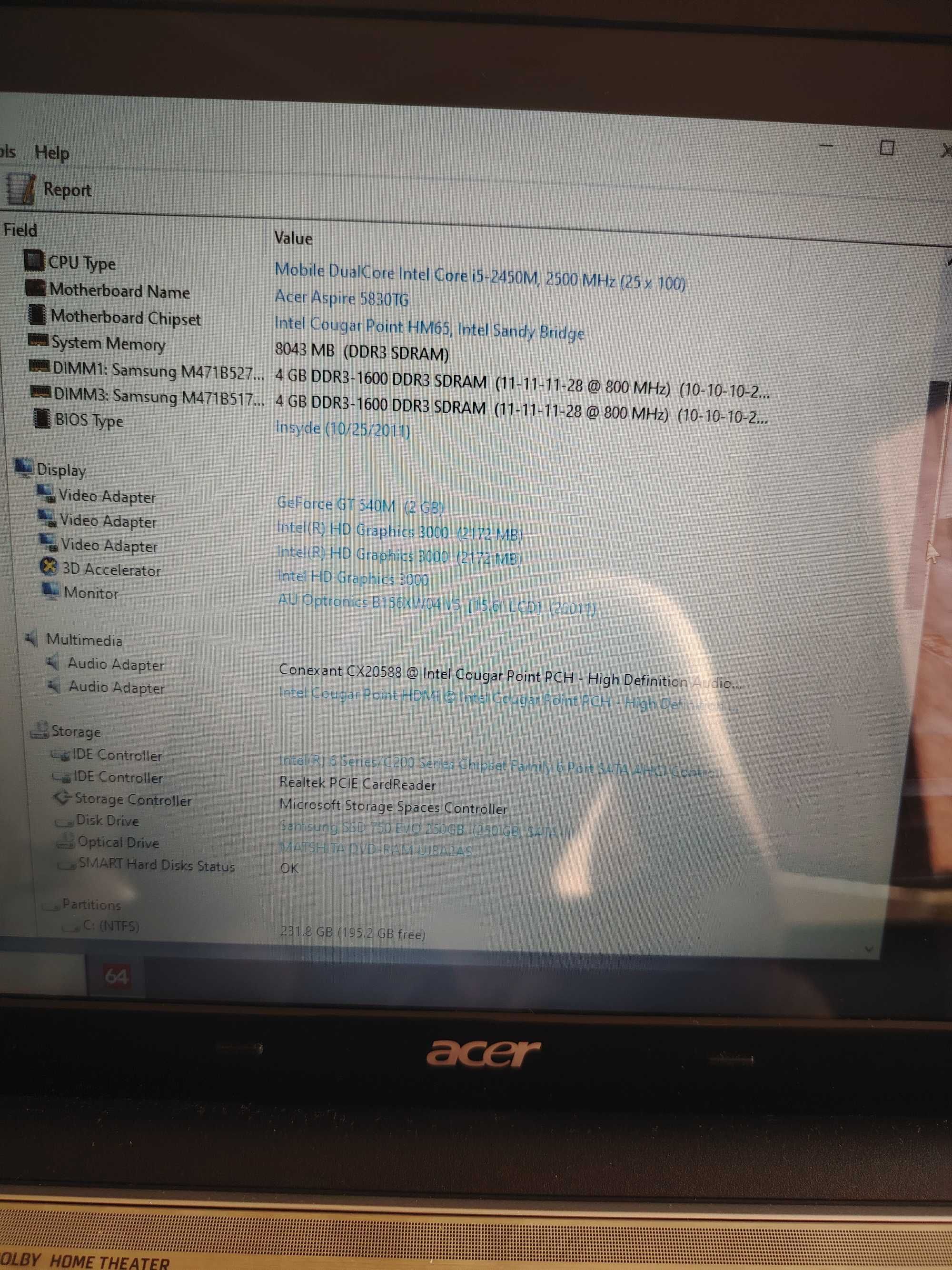 Лаптоп Acer Aspire 5830TG