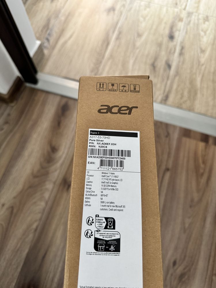 Laptop Acer Aspire 3 - i7-1165G7 - 512/16Gb - Nou - Sigilat