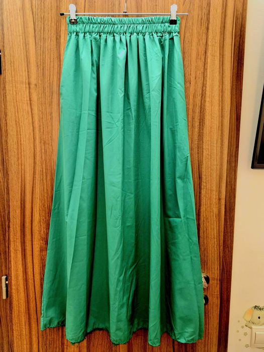Дамски дълга пола с висока талия - зелена