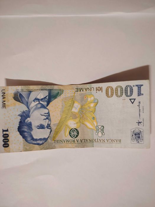 Bacnota 1000 lei cu chipul lui Mihai Eminescu
