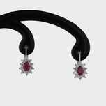 Cercei 3,73 grame aur alb cu rubine si diamante-cod 8784