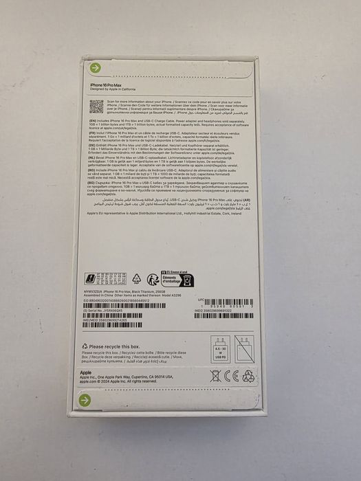 Iphone 16 Pro Max 5G Titanium Black 256Gb NOU Sigilat