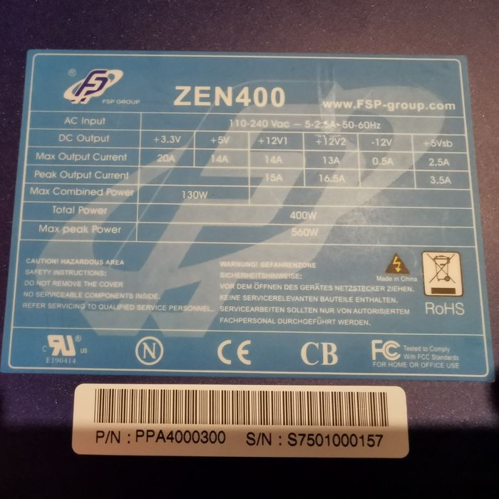 Sursa Pc FSP Zen 400W pasivă