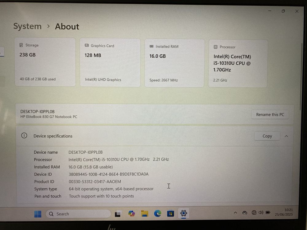 Предлагам лаптоп HP EliteBook 830 G7