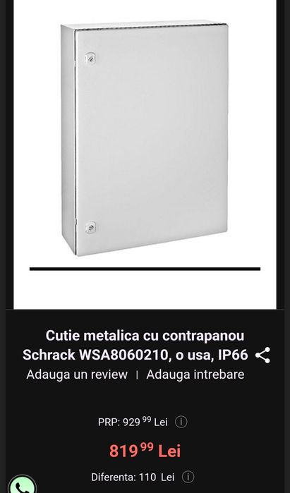 Tablou metalic Schrack cu contra panou 700 x 500 x 200 ip65