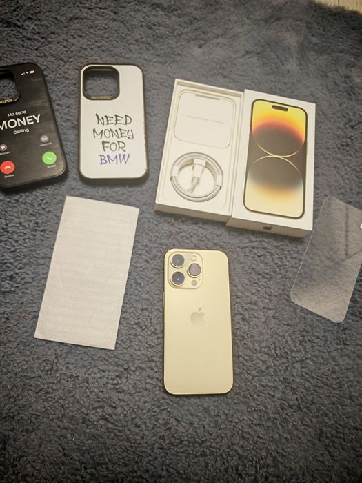 iPhone 14 Pro Gold 256 GB Neverlocked pachet full și accesorii