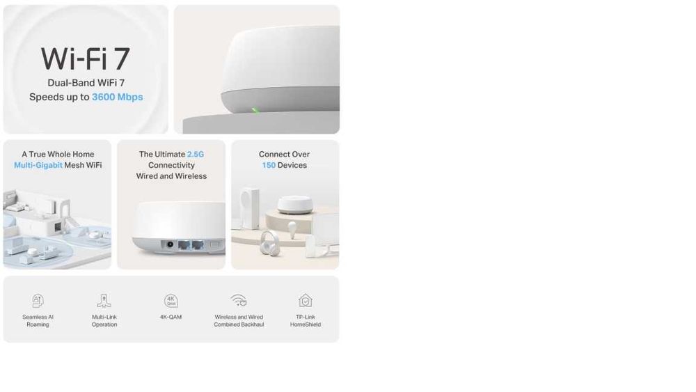 TP-LINK Deco BE25 BE3600, Wi-Fi 7, Dual Band 688 + 2882 Mbps