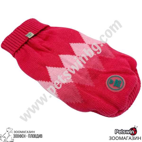 Пуловер за Куче/Коте- 7 размера- Pink Rhombus-Розова разцветка-Freedog