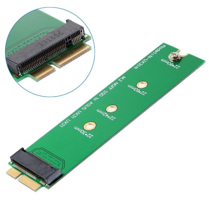 Adaptor convertor SSD M2 NGFF la 12+6 pini Asus Zenbook UX21 UX31 UX51