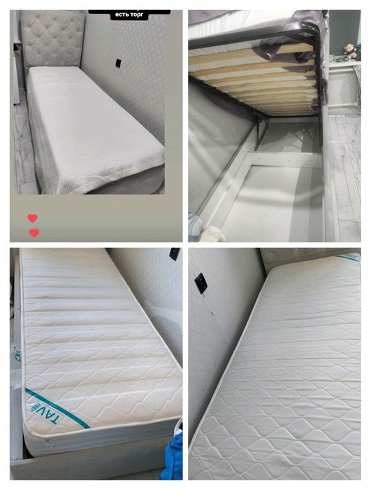 1 спальняя тахта, 2 штуки, б/у, в хорошем состояние, с ортопедматрасом