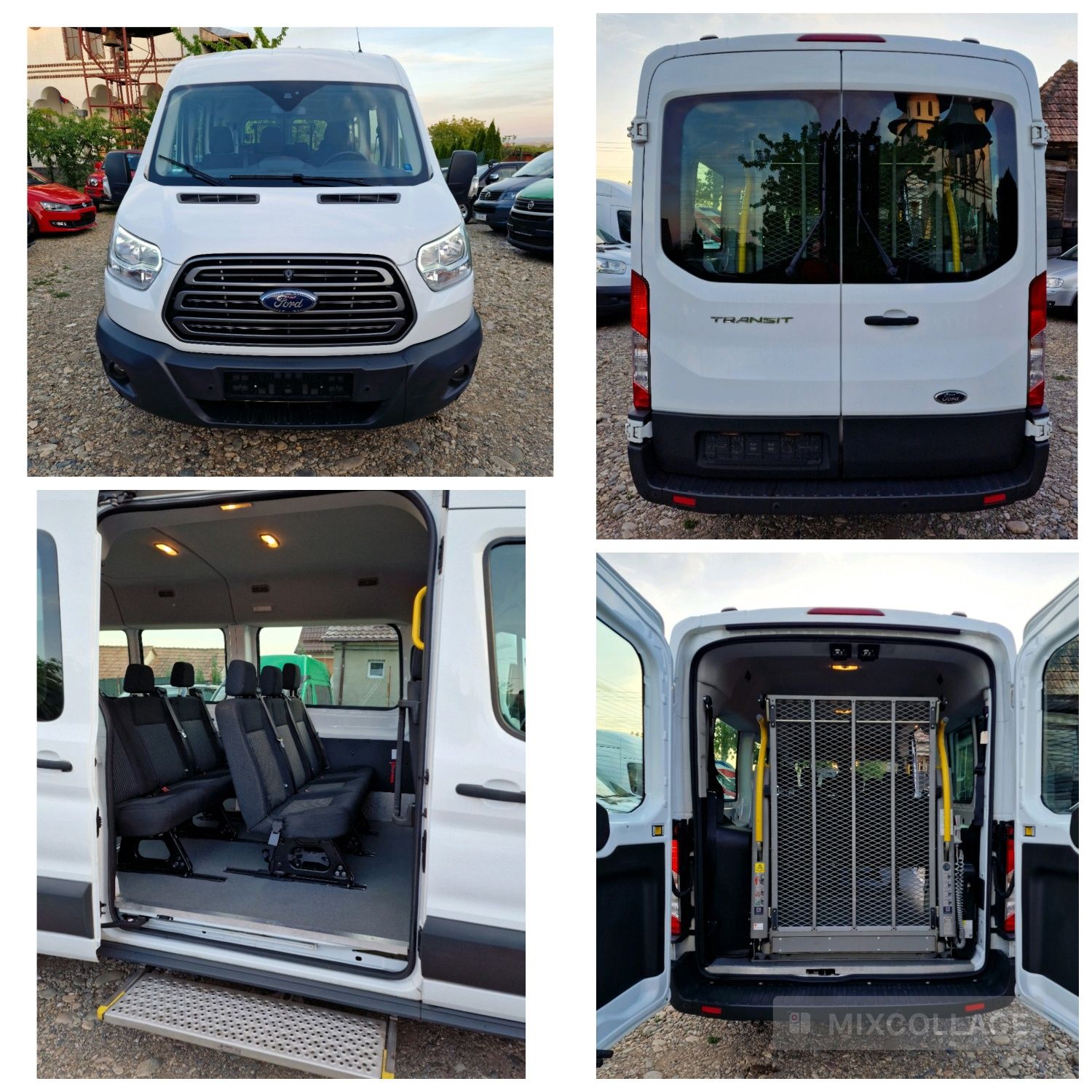 Ford Transit 8+1 locuri 2017 Euro6 lung/rampa automata