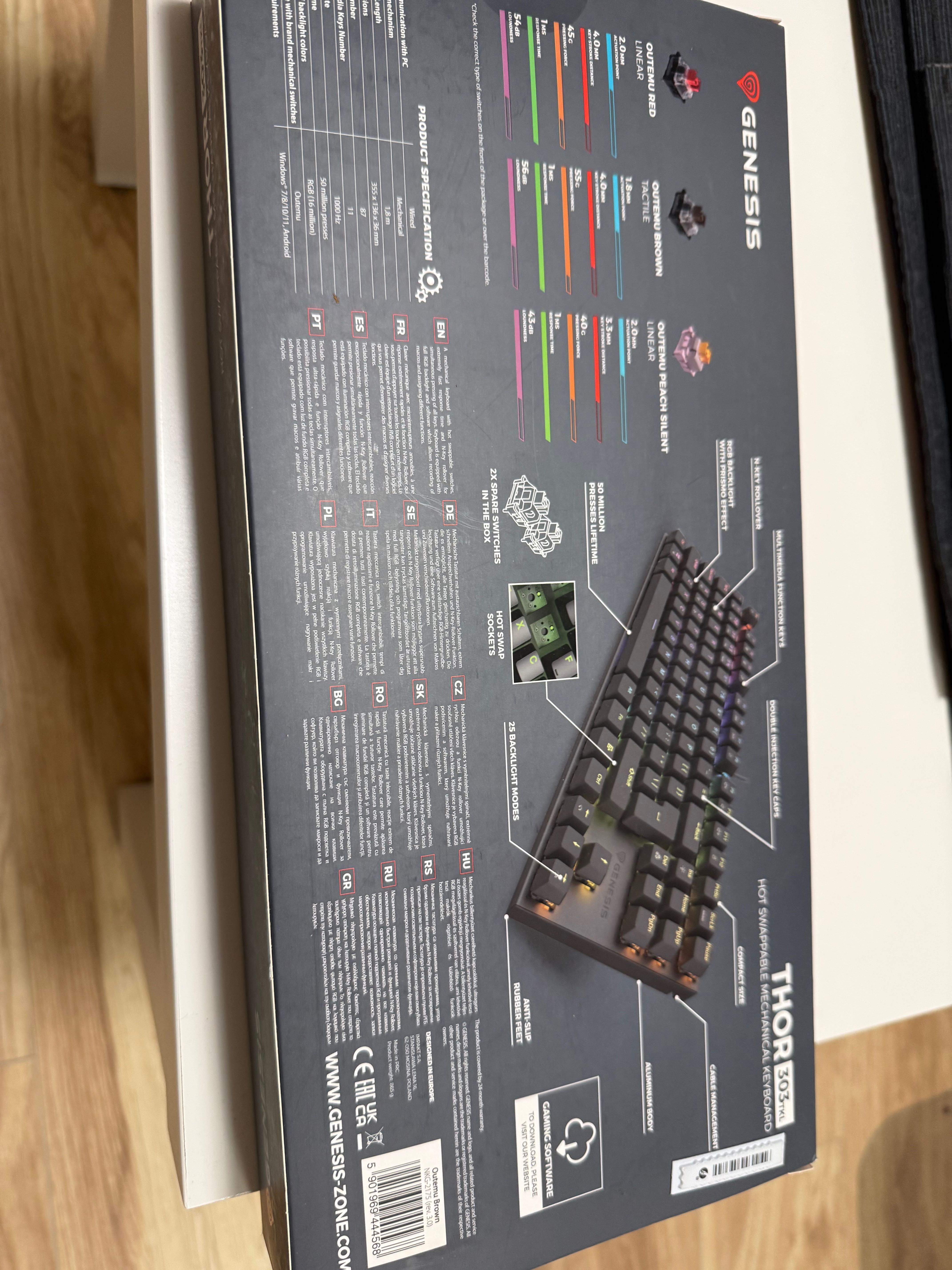 Геймърска клавиатура Genesis Thor 303TKL (Brown Tacticle)