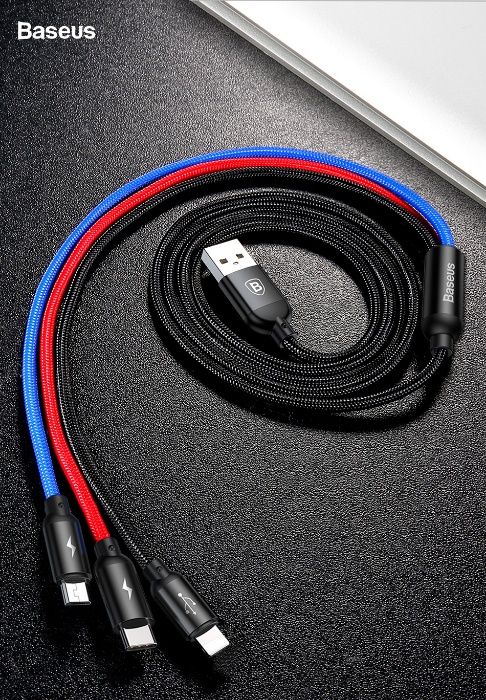 Baseus кабел за зареждане DATA 3 в 1 Type-C, micro USB, Lightning 4 в1